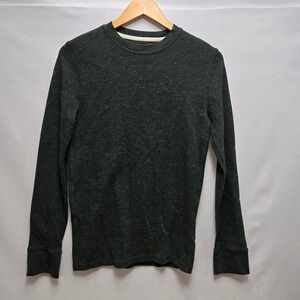 American Eagle Outfitters Mens XS Long Sleeve Thermal Knit Crew Neck Shirt Green